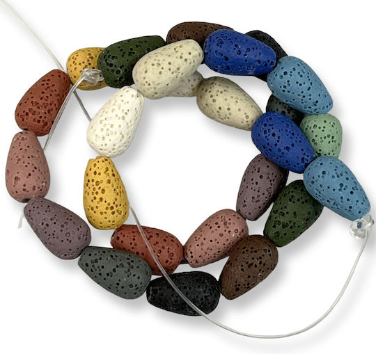 Natural Lava Drop Multicolour Mix 17x10mm – 40cm Series