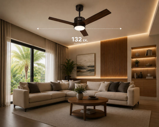 Izzy IZ-9031 Ανεμιστήρας Οροφής 132cm με Φως Καφέ / Μαύρος