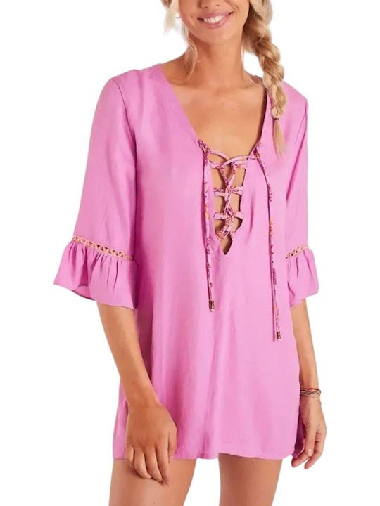 Banana Moon Feminin Scurt Caftan de Plajă Roz