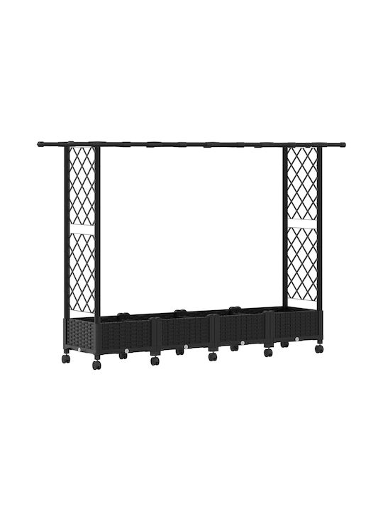 vidaXL Planter Box Din Plastic Negru 203x40x127 cm