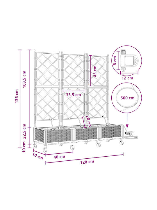 vidaXL Set of 3 White Plastic Planter Boxes