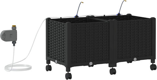 vidaXL Set of 2 Black Plastic Planter Boxes