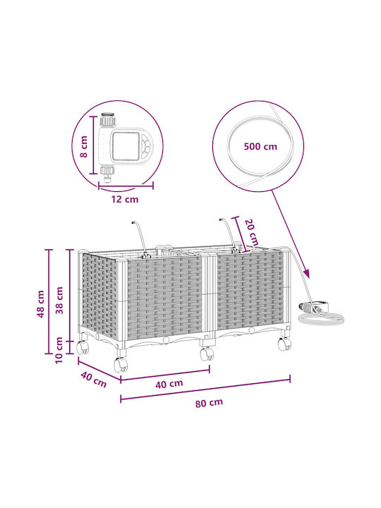vidaXL Set 2 Planter Box-uri Din Plastic Negre