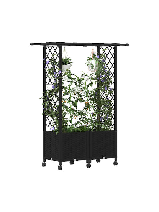 vidaXL Ζαρντινιέρα Πλαστική Μαύρο 124.5x40x142εκ.