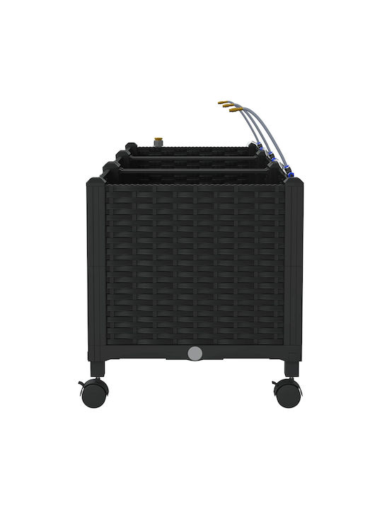 vidaXL Set 3 Planter Box-uri Din Plastic Negre