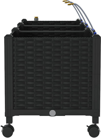 vidaXL Set of 3 Black Plastic Planter Boxes