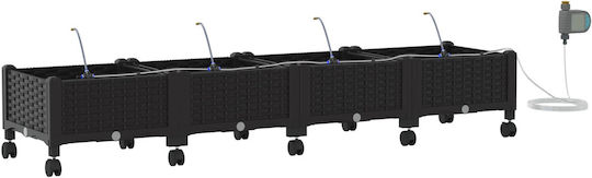 vidaXL Set of 4 Plastic Black Planter Boxes