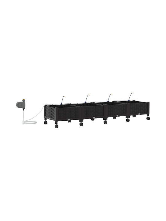 vidaXL Set 4 Planter Box-uri Din Plastic Negru