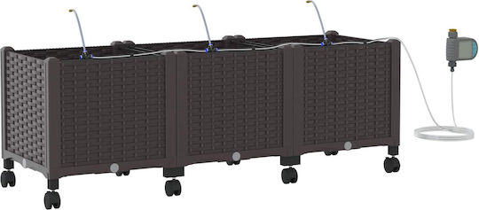 vidaXL Set of 3 Brown Plastic Planter Boxes