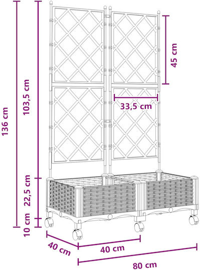 vidaXL Set of 2 Black Plastic Planter Boxes