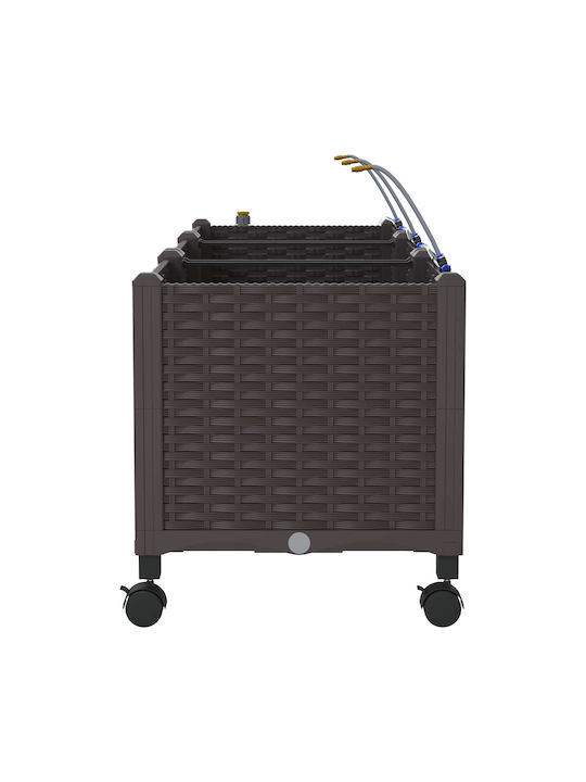 vidaXL Set 3 Planter Box-uri Din Plastic Maro