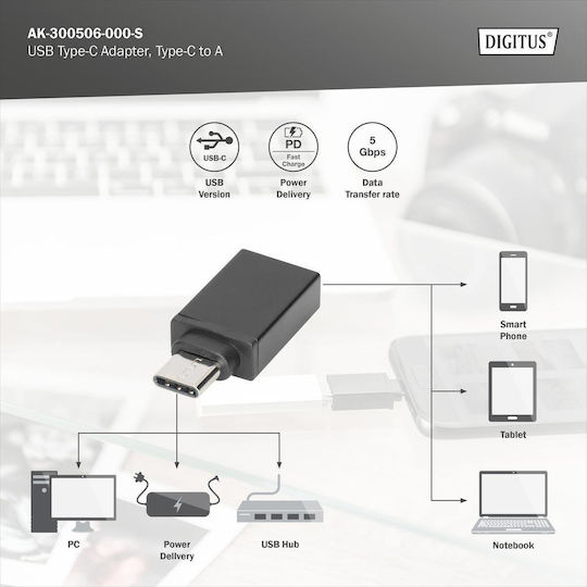 Digitus Usb 3.0 Superspeed Adapter Typ Usb-C Usb-A Weiblich Schwarz