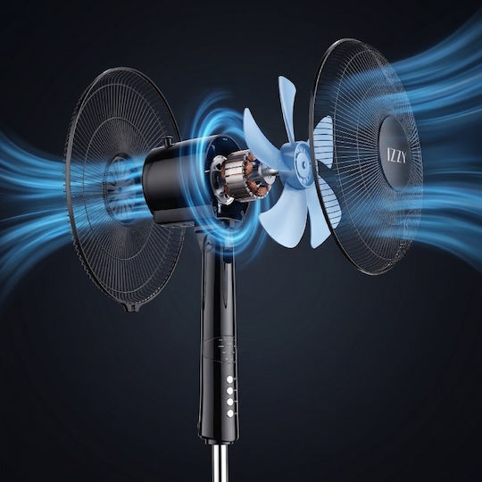 Izzy IZ-9002+ Pedestal Fan 70W Diameter 40cm with Remote Control Black