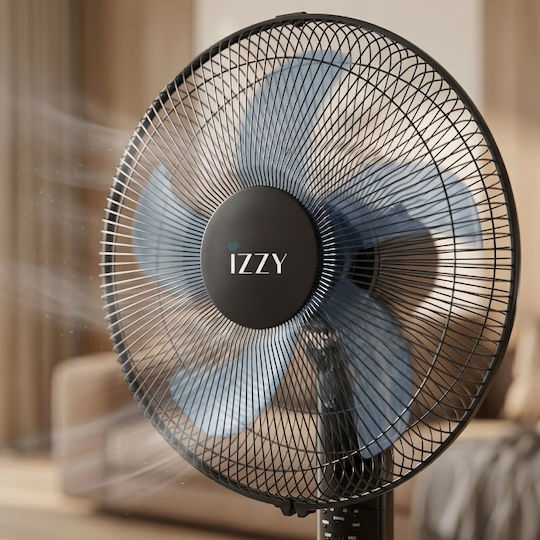 Izzy IZ-9002+ Pedestal Fan 70W Diameter 40cm with Remote Control Black