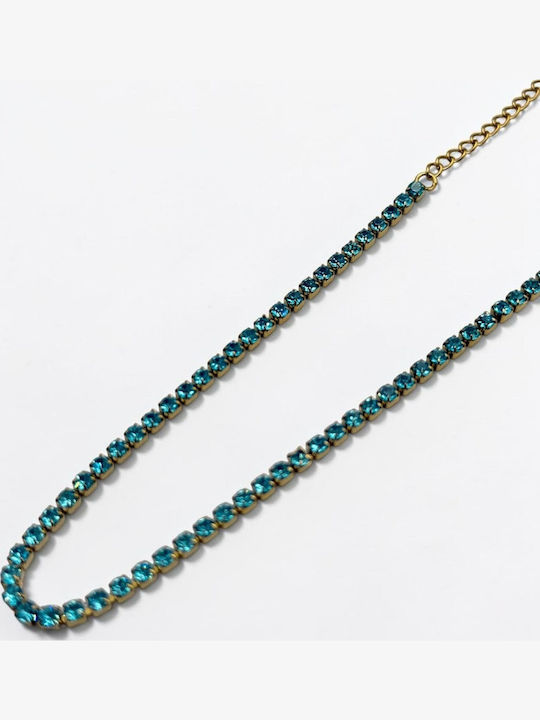 Vergoldete Fußkette aus Stahl mit Zirkon Hellblau