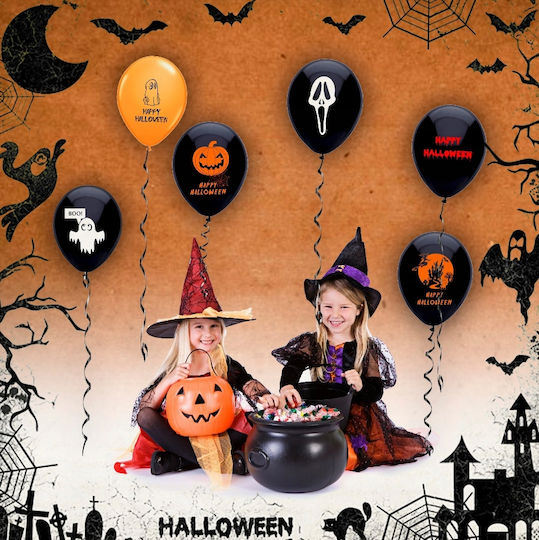 Compoziție Cu 12 Baloane Halloween Portocalii 21 Cm