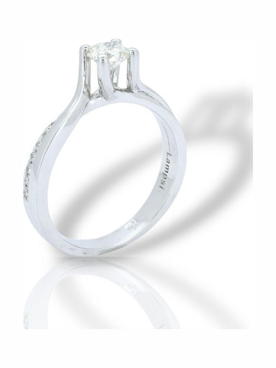 Mentzos Single Stone Ring In 18K White Gold With Diamond