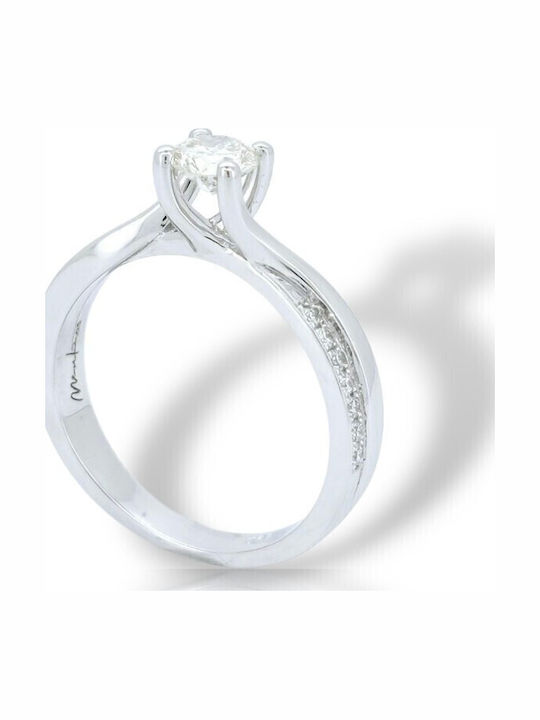 Mentzos Single Stone Ring In 18K White Gold With Diamond