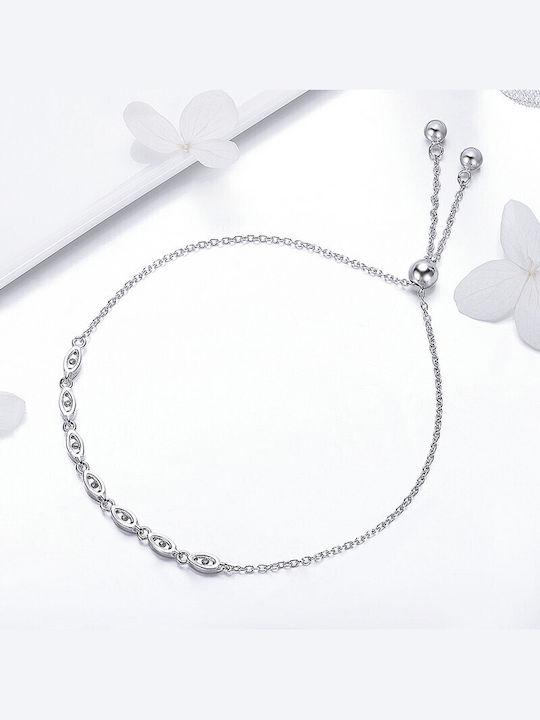 Trusky Women's Bracelet Set with Flower Design Made of Silver with Zircon 24cm