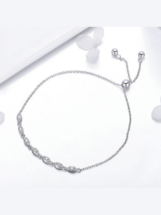 Trusky Women's Bracelet Set with Flower Design Made of Silver with Zircon 24cm