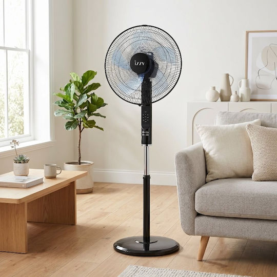Izzy IZ-9004 Ανεμιστήρας Ορθοστάτης 70W Διαμέτρου 46cm με Τηλεχειριστήριο Μαύρος