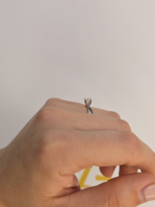 Mentzos Single Stone Ring In 18K White Gold With Diamond