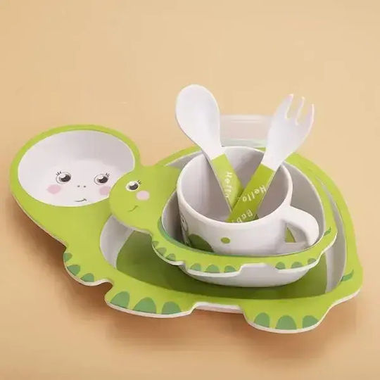 Baby Cloud Σετ Φαγητού από Bamboo Ροζ 5τμχ για 6+ μηνών