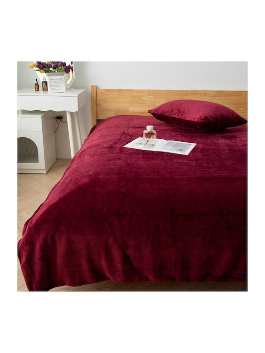 To megalo pazari Duvet Cover Set 160x240cm Single With Pillowcase Burgundy