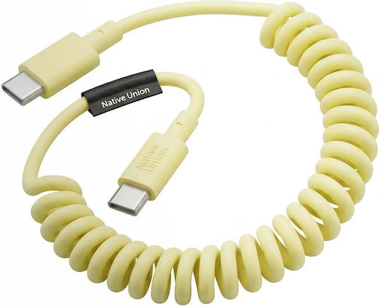 Native Union Usb-c To Usb-c Cable 60w Coiled 1.2m Pop Series Fast Charging Yellow