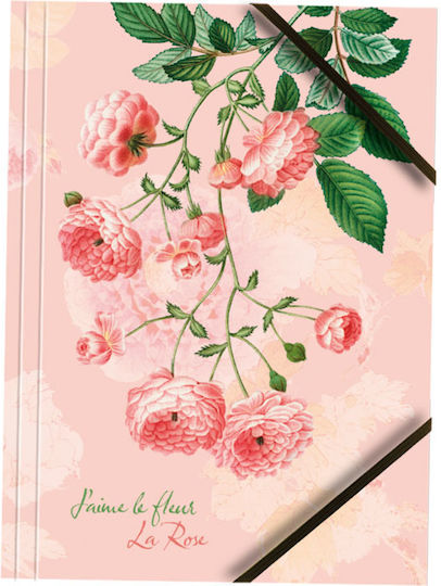 Cardboard Folder Lacquered A4 Corner Elastic Roses T601-d2