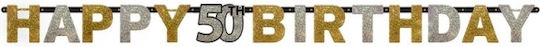 Banner Text 50th Birthday Sclipitor 240x16cm 1 Bucată