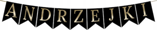 Banner Garland Flags Andrzejki Black Gold Decoration Ornament Fortune Telling