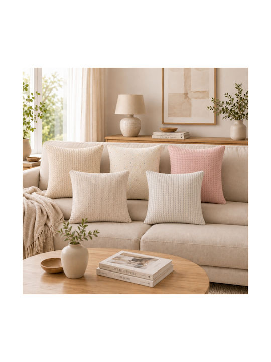 My Home Luxury Διακοσμητική Μαξιλαροθήκη Λευκή 45x45εκ.