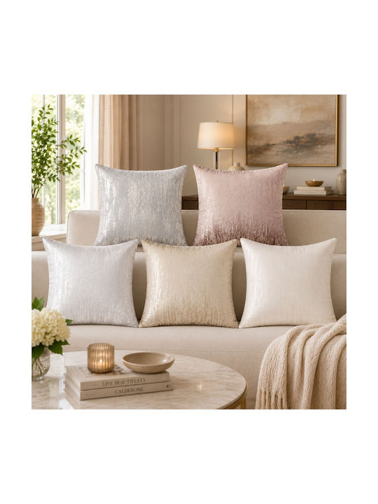 My Home Luxury Διακοσμητική Μαξιλαροθήκη Γκρι 45x45εκ.