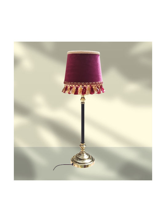 Oxygen Velvet Table Lamp for E27 Fitting with Red Shade and Gold Base