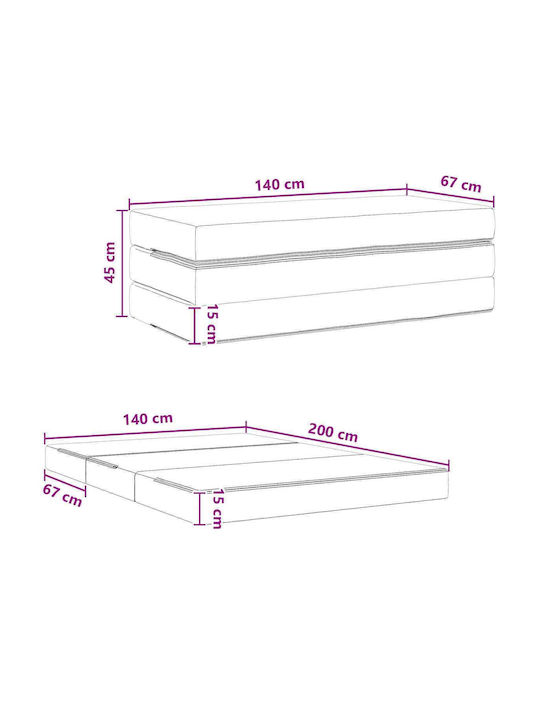 Fotoliu Puf Polimorfic Canapea Roz 140x67x45cm