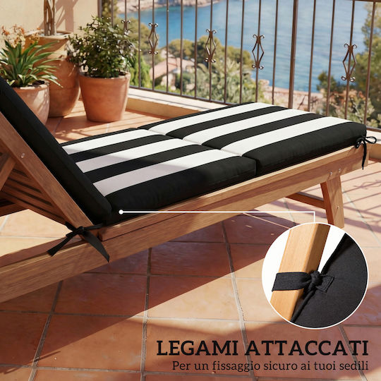 Outsunny Pernă Pentru Pat De Soare Cu Spătar Negru Și Alb 2 Bucăți 54x183cm