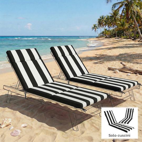 Outsunny Pernă Pentru Pat De Soare Cu Spătar Negru Și Alb 2 Bucăți 54x183cm