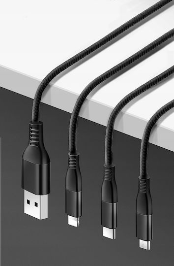 3-in-1 Cable Iphone Micro Usb Type-c Koanni Kb13_black
