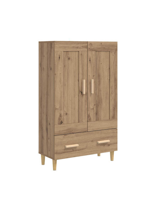 Bodenstehende Wohnzimmer Vitrine aus Eiche und Metall mit Verglasung 70x31x115cm