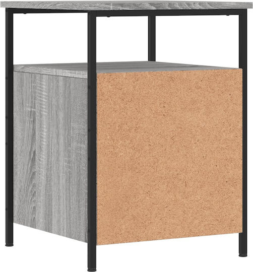 Нощно Шкафче Дървено с Метални Крака Сиво 44x45x60см