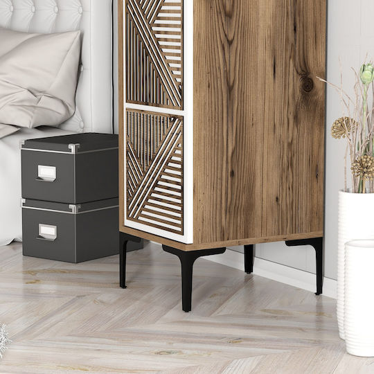 Solano Einzeltür Kleiderschrank Walnuss/Weiß 47.5x40x201.4cm