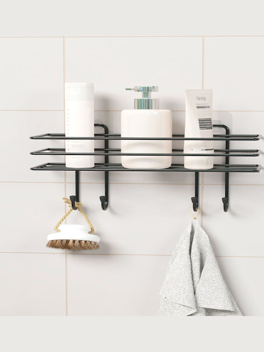 Femmit Self-Adhesive Metal Bathroom Shelf Hooks 30×10 Cm Black