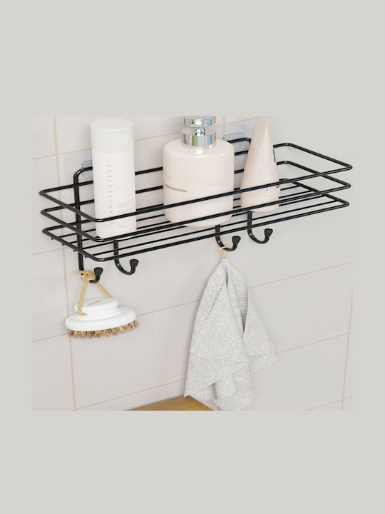 Femmit Self-Adhesive Metal Bathroom Shelf Hooks 30×10 Cm Black