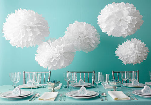 Paper Pompom Flower Ball White 15cm 1pc