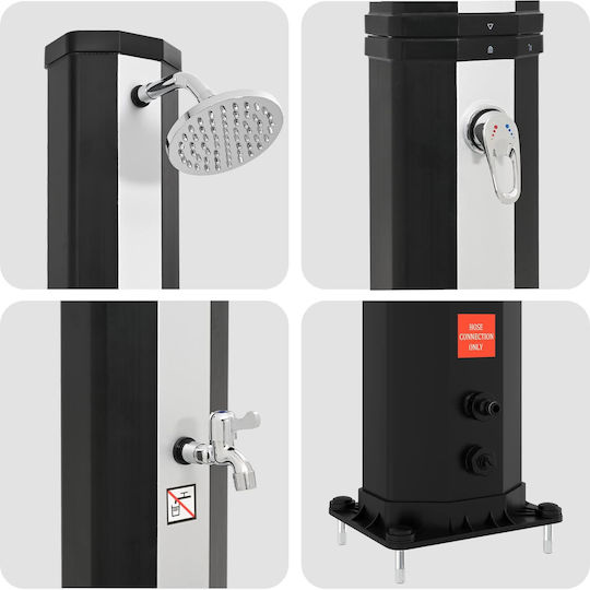 vidaXL Pool Shower Solar Made of PVC 217x18 cm Black