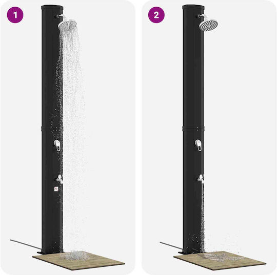 vidaXL Pool Shower Solar Made of PVC 217x18 cm Black