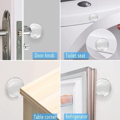 Adhesive Plastic Transparent Door Stoppers 4 Pieces