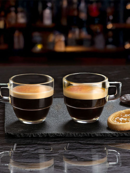 RCR Set Espresso Glas Tassen Braun 80ml 6 Stück