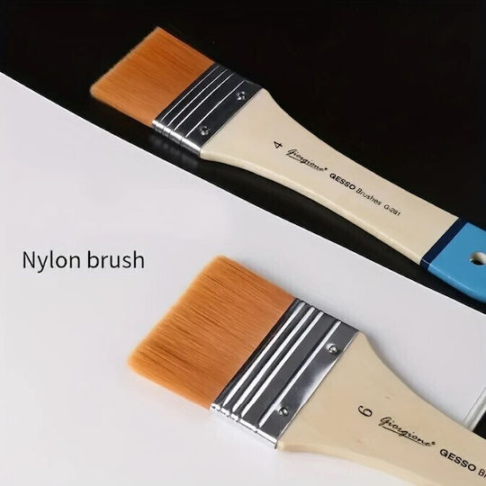 Roza Set of Art Brushes Gesso 3pcs 35mm 50mm 65mm Nylon Hair Primer Acrylics & Texture Paste